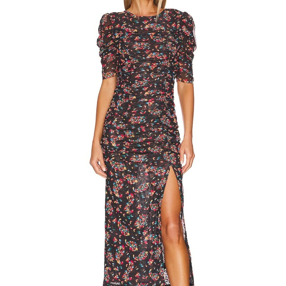 Free People/REVOLVE Briella Midi Floral Ruched Dress Twilight Combo. SZ XS - Picture 2 of 5